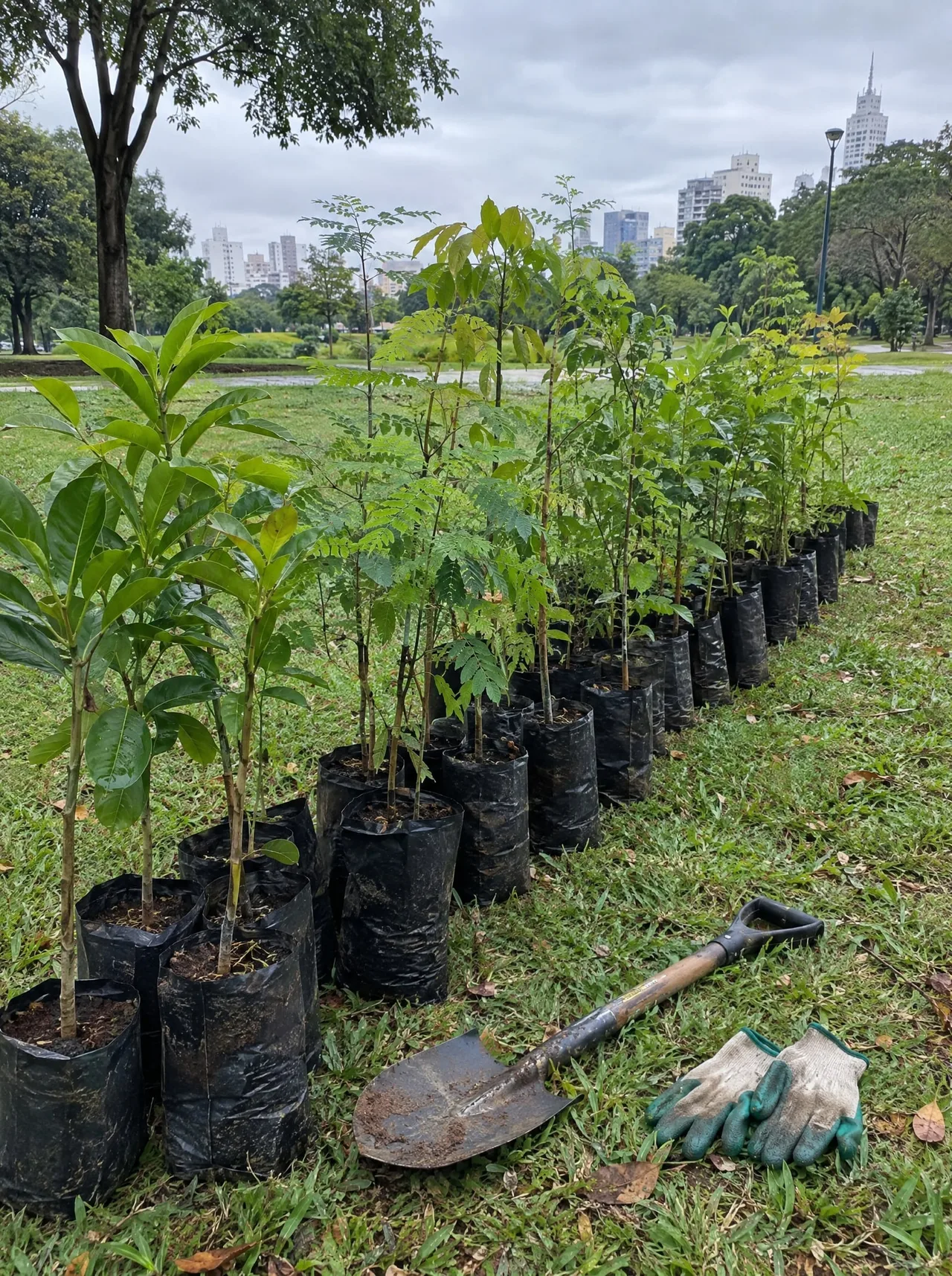 Mutirão de plantio de mudas no Parque Cidade de Toronto