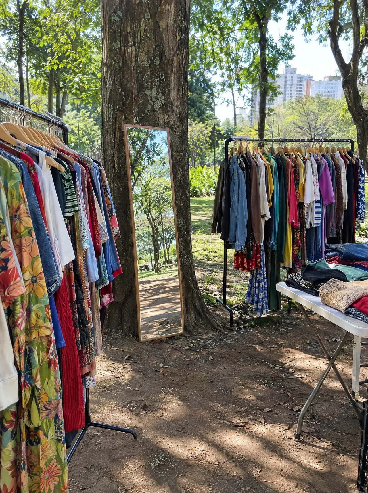 Feira de trocas de roupas no Parque Chácara do Jockey